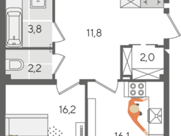 Продается 3-комнатная квартира ЖК Рекорд 2, литера 2, 101.4 м², 18819840 рублей