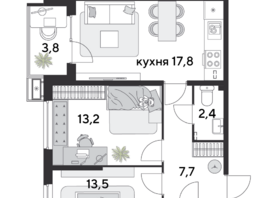 Продается 2-комнатная квартира ЖК Парк Победы 2, литера 28, 62.7 м², 9956760 рублей