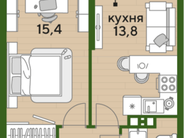 Продается 1-комнатная квартира ЖК DOGMA PARK (Догма парк), литера 18, 39.5 м², 6031018 рублей