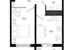 Продается 1-комнатная квартира ЖК 5 элемент Аске, лит 5-10 стр.1, сек.1,2,3, 35.9  м², 5541489 рублей