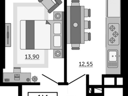 Продается 1-комнатная квартира ЖК Донской Арбат 2, литер 1, 39.45  м², 6154200 рублей