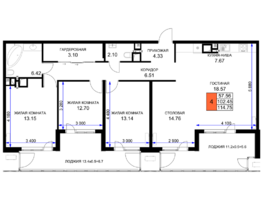 Продается 4-комнатная квартира ЖК Сегодня, литер 6, 114.75  м², 15261750 рублей