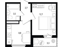 Продается 1-комнатная квартира ЖК 5 элемент Аске, лит 5-12 стр.2, сек.3,4,5,6, 29.3  м², 4509270 рублей