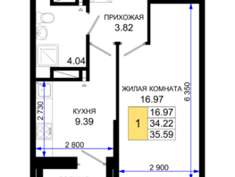 Продается 1-комнатная квартира ЖК Октябрь Парк, 2.2, 35.59  м², 4448750 рублей