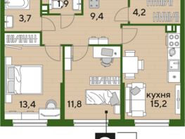 Продается 2-комнатная квартира ЖК DOGMA PARK (Догма парк), литера 18, 59.6 м², 7392308 рублей