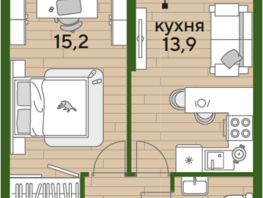 Продается 1-комнатная квартира ЖК DOGMA PARK (Догма парк), литера 22, 39.8 м², 5487863 рублей