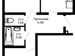 Продается 2-комнатная квартира ЖК Долина, Литер 1, 58.75 м², 6932500 рублей