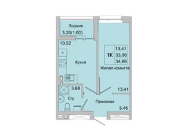 Продается 1-комнатная квартира ЖК Булгаков, дом 11 (секция 6,7), 34.3  м², 3927673 рублей