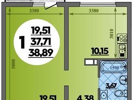 Продается 1-комнатная квартира ЖК Предгорье ЛАГО-НАКИ, литера 2, 38.89 м², 5000139 рублей