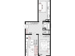 Продается 2-комнатная квартира ЖК Дружба, 1, 63.88 м², 8368280 рублей