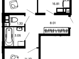 Продается 2-комнатная квартира ЖК Долина, литер 3, 59.62  м², 7154400 рублей