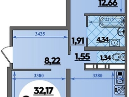 Продается 2-комнатная квартира ЖК Предгорье ЛАГО-НАКИ, литера 8, 68.56  м², 7165000 рублей