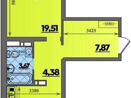 Продается 1-комнатная квартира ЖК Предгорье ЛАГО-НАКИ, литера 3, 47.22  м&sup2;, 6114990 рублей