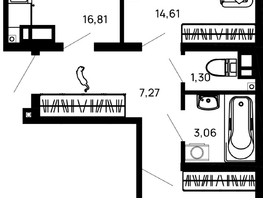 Продается 2-комнатная квартира ЖК Долина, литер 1, 59.5  м&sup2;, 7735000 рублей