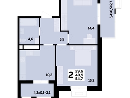 Продается 2-комнатная квартира ЖК Мегасити, литер 2.1, 54.7  м&sup2;, 8722300 рублей