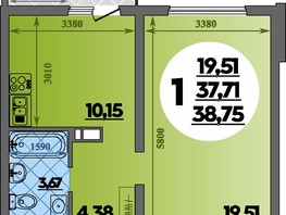 Продается 1-комнатная квартира ЖК Предгорье ЛАГО-НАКИ, литера 4, 38.75  м&sup2;, 5576999 рублей