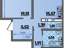 Продается 2-комнатная квартира ЖК Предгорье ЛАГО-НАКИ, литера 4, 64.13  м&sup2;, 7541999 рублей