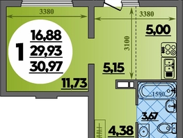 Продается Студия ЖК Предгорье ЛАГО-НАКИ, литера 3, 30.97  м&sup2;, 4682664 рублей