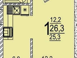 Продается 1-комнатная квартира ЖК Дарград, литера 42, 26.3  м&sup2;, 4276150 рублей