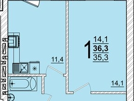 Продается 1-комнатная квартира ЖК Дарград, литера 38, 36.3  м&sup2;, 5227750 рублей
