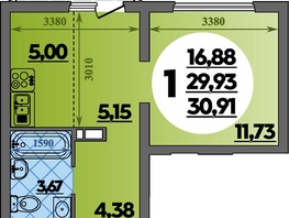 Продается Студия ЖК Предгорье ЛАГО-НАКИ, литер 8, 30.91  м&sup2;, 4633409 рублей