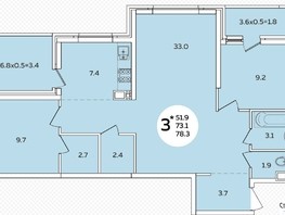 Продается 3-комнатная квартира Адмирала Пустошкина б-р, 80  м², 6400000 рублей