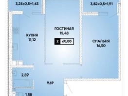 Продается 2-комнатная квартира ЖК Губернский, литера 38, 60  м², 5900000 рублей
