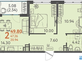 Продается 2-комнатная квартира ЖК Клубный квартал «Друзья», лит 1, 49.8  м², 5029800 рублей