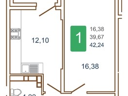 Продается 1-комнатная квартира ЖК Хорошая погода-2, литера 1, 43  м², 6428500 рублей