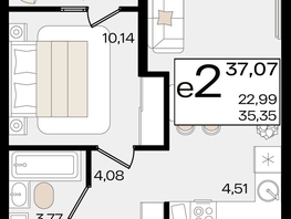 Продается 2-комнатная квартира ЖК Патрики, литер 1.1, 37.07  м², 12218272 рублей