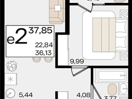 Продается 2-комнатная квартира ЖК Патрики, литер 1.1, 37.85  м², 12286110 рублей