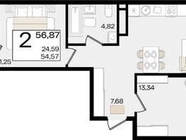 Продается 2-комнатная квартира ЖК Патрики, литер 1.1, 56.87  м², 16281881 рублей