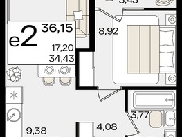 Продается 2-комнатная квартира ЖК Патрики, литер 1.5, 36.15  м², 10884765 рублей