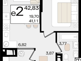 Продается 2-комнатная квартира ЖК Патрики, литер 1.3, 42.83  м², 13756996 рублей