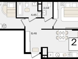 Продается 2-комнатная квартира ЖК Патрики, литер 1.4, 59.58  м², 16676442 рублей