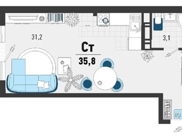 Продается 1-комнатная квартира ЖК Монако, литера 2, 35.8  м², 11000000 рублей