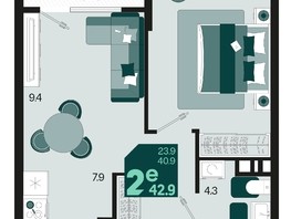 Продается 2-комнатная квартира ЖК Первое место, квартал 1.3, литер 2, 42.9  м², 5774340 рублей