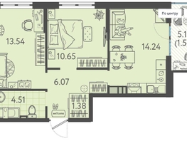 Продается 2-комнатная квартира ЖК Друзья, литера 1, 51.92  м², 6645000 рублей