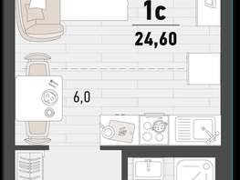 Продается 1-комнатная квартира ЖК Барса, 1В литер, 24.6  м², 7762530 рублей