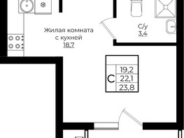 Продается Студия ЖК Европа, литера 7, 23.8  м², 3427200 рублей