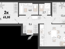 Продается 2-комнатная квартира ЖК Барса, 4В литер, 65  м², 17934475 рублей