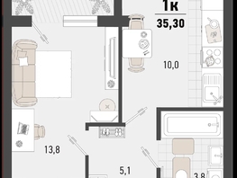 Продается 1-комнатная квартира ЖК Барса, 3В литер, 35.3  м², 9721620 рублей