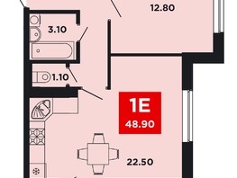 Продается 1-комнатная квартира ЖК Neo-квартал Красная площадь, 19, 48.9  м², 8557500 рублей
