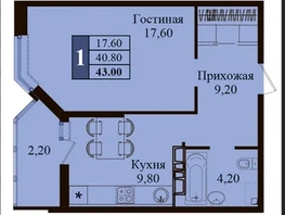 Продается 1-комнатная квартира Мачуги В.Н. ул, 41  м², 4999000 рублей