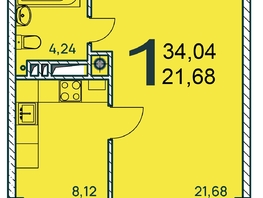 Продается 1-комнатная квартира ЖК Две реки, 35.15  м², 6573050 рублей