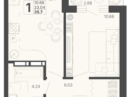 Продается 1-комнатная квартира ЖК Светский лес, литер 4, 34.37  м², 14091700 рублей