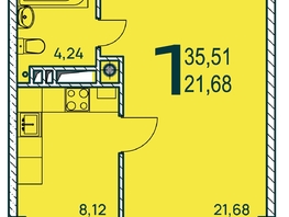 Продается 1-комнатная квартира ЖК Две реки, 35.81  м², 6696470 рублей