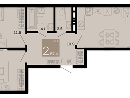 Продается 2-комнатная квартира ЖК Хозяин морей, литер 2, 67.4  м², 16513000 рублей