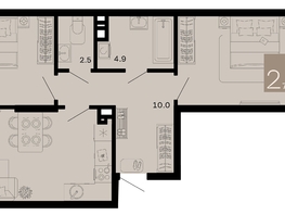 Продается 2-комнатная квартира ЖК Хозяин морей, литер 2, 70.6  м², 17367600 рублей