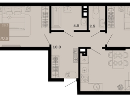 Продается 2-комнатная квартира ЖК Хозяин морей, литер 2, 70.6  м², 21180000 рублей